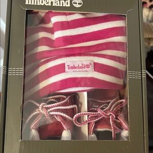 Timberland Striped Pink and White Baby Set